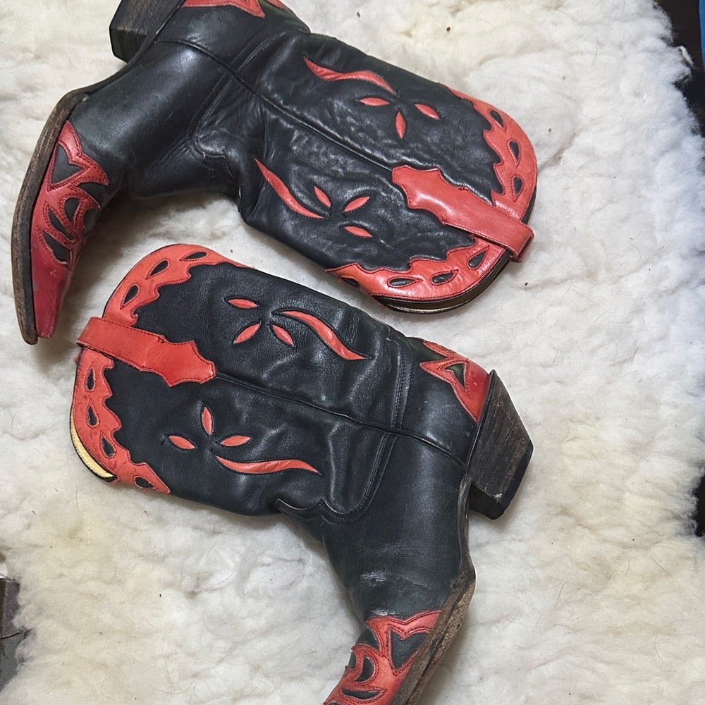 Vintage Black and Red Cowboy Boots